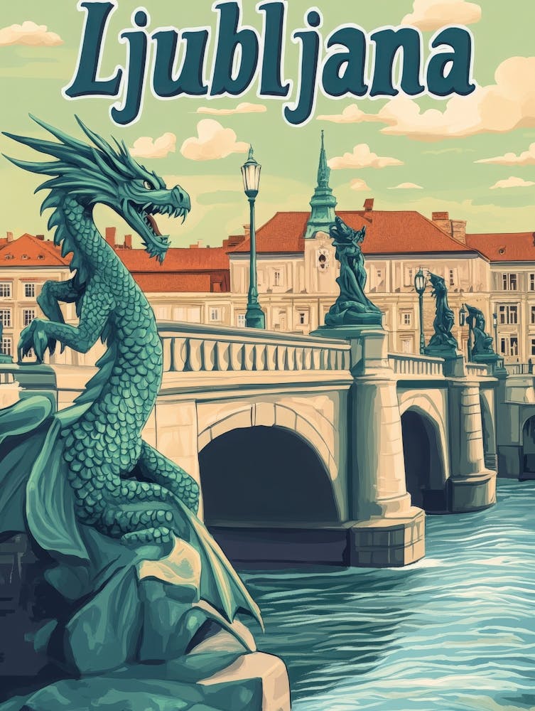 Aihrgdesign A Vintage Travel Poster Of Ljubljana 4