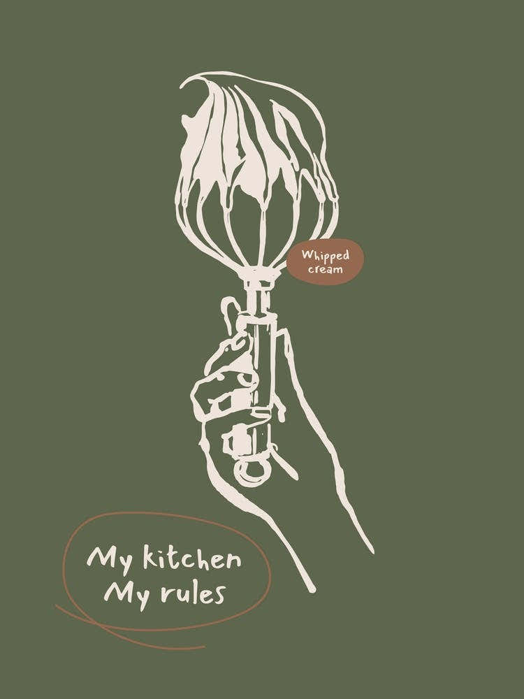 Minimal Kitchen Poster – Whipped Cream Illustration for Home and Café Decor