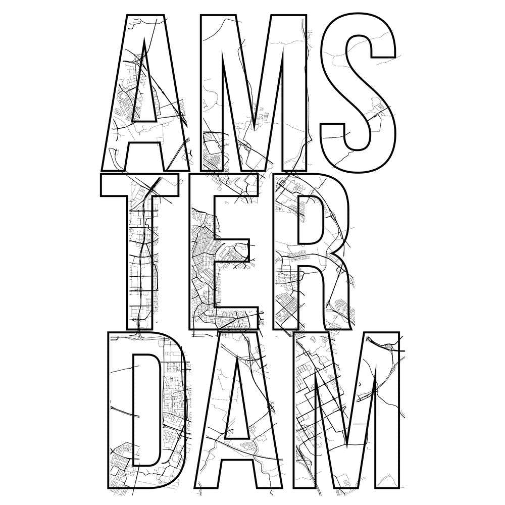Amsterdam Street Map Typography Square