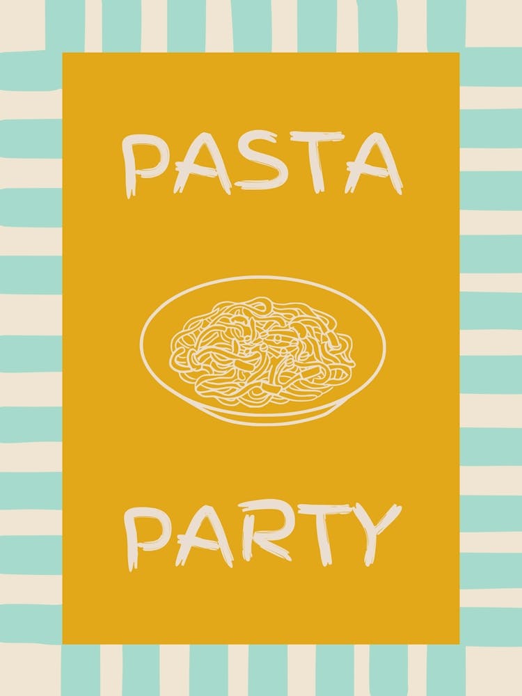Pasta Party Yellow & Teal Poster