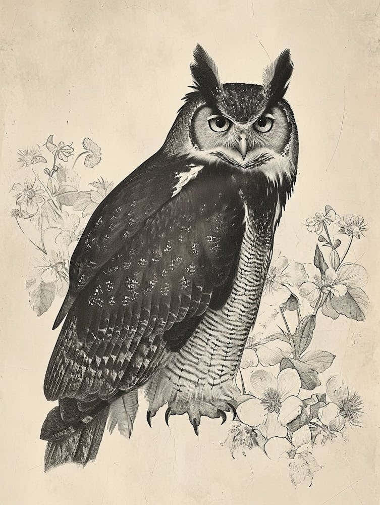 Philipine Eagle Owl Vintage Illustration 2