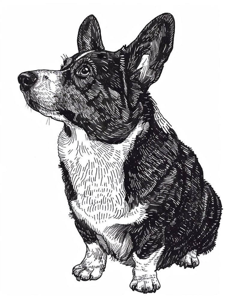 Cardigan Welsh Corgi Line Sketch 3