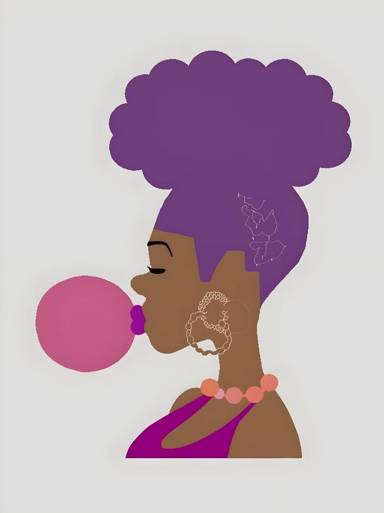Afro Girl Blowing Bubbles