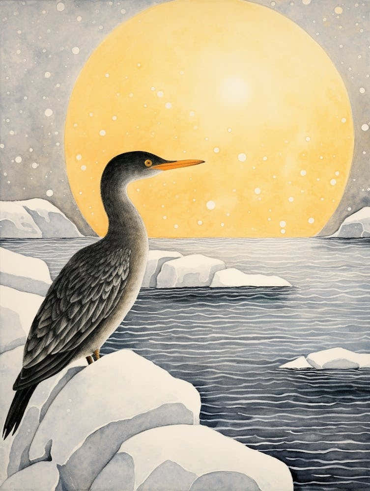 Winter Bird Painting Cormorant 4