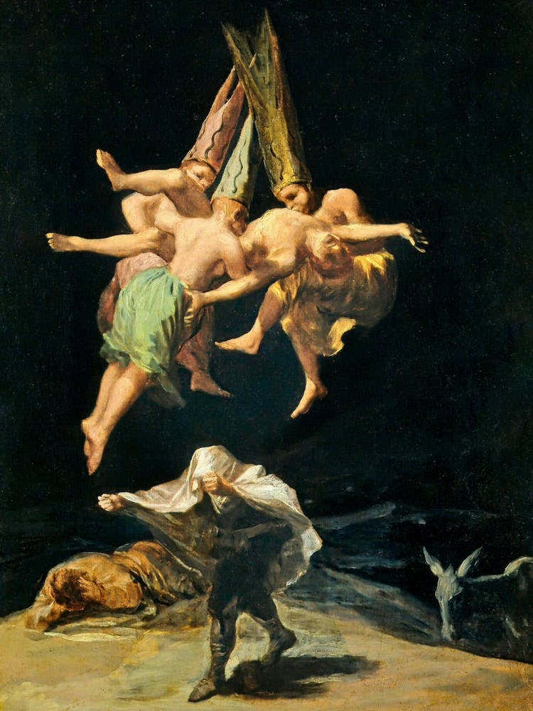 Witches Flight 1798 by Francisco Goya - Remastered Oil on Canvas Ancient Witchcraft Witchy Dark Aesthetic Famous Witch Gallery