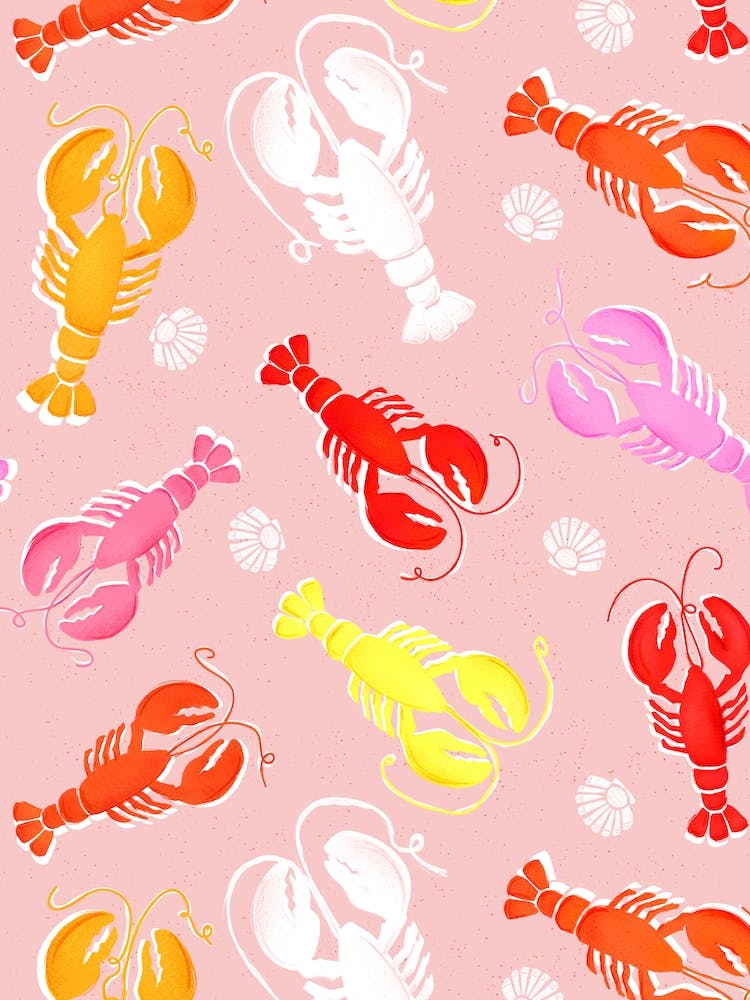 Lobsters On Pink Background