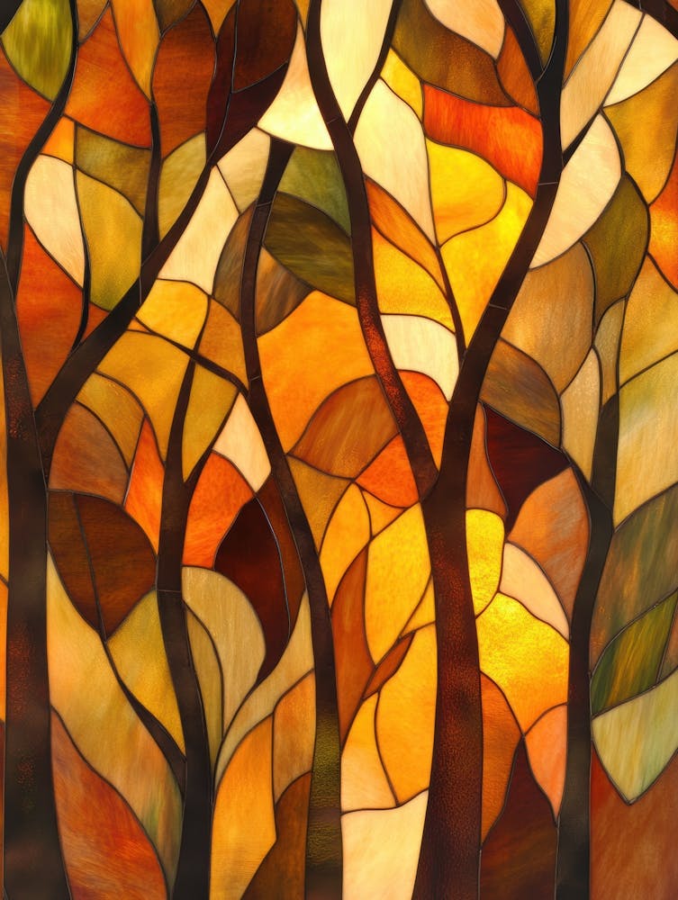 Autumn Trees Stained Glass