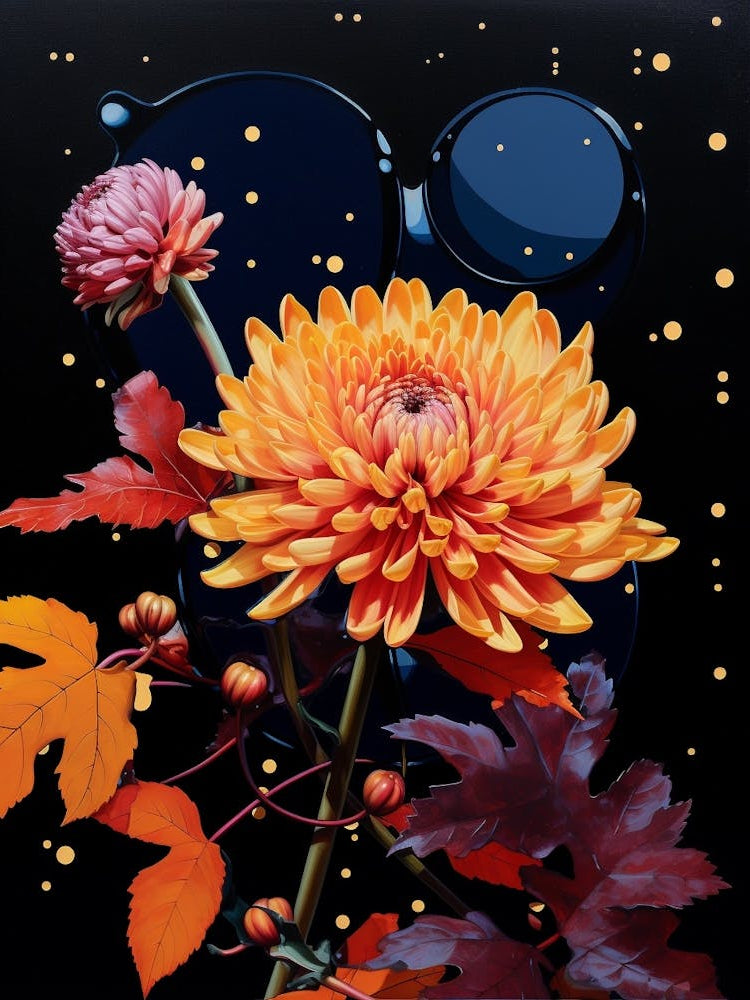 Surreal Florals Asters 5 Flower Painting