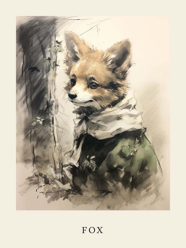 Beatrix Potter Inspired  Animal Watercolour Fox 2