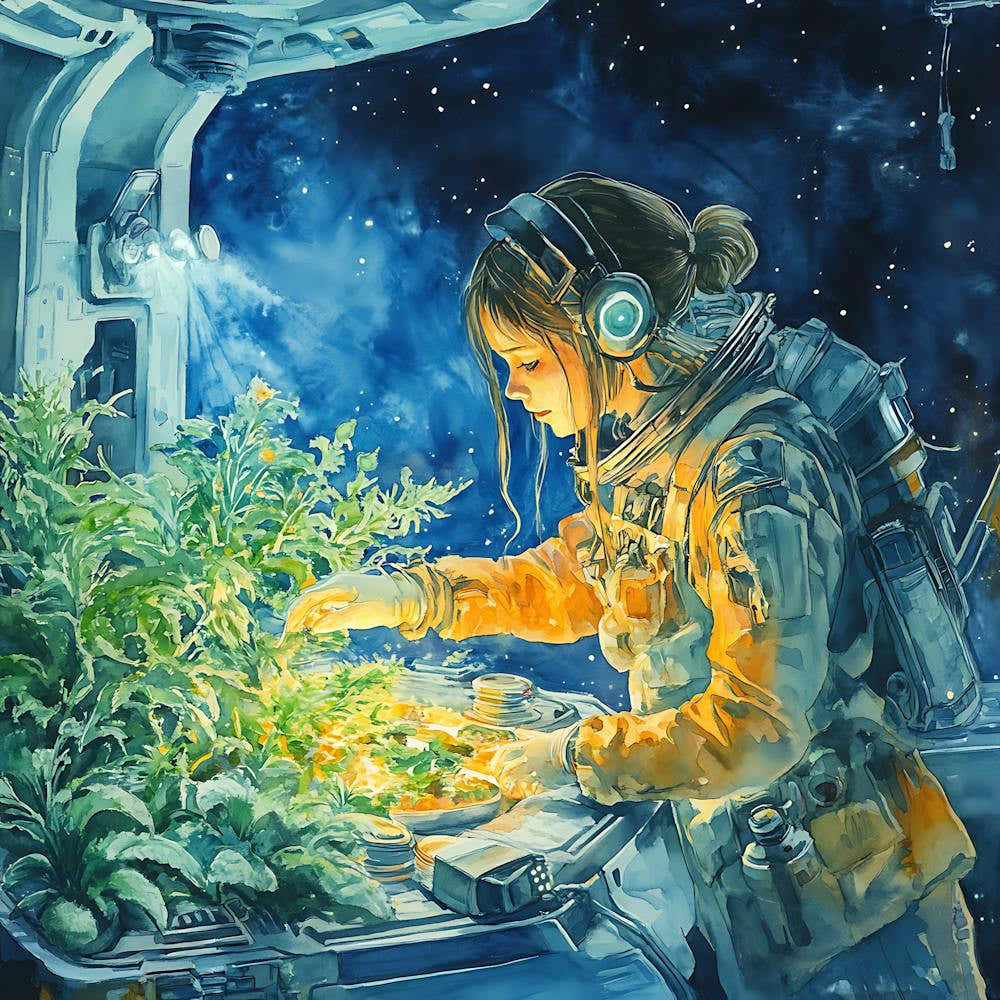 Alien Gardener Watercolor Painting 9