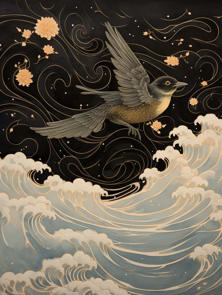 Sparrow 1 Gold Detail Painting