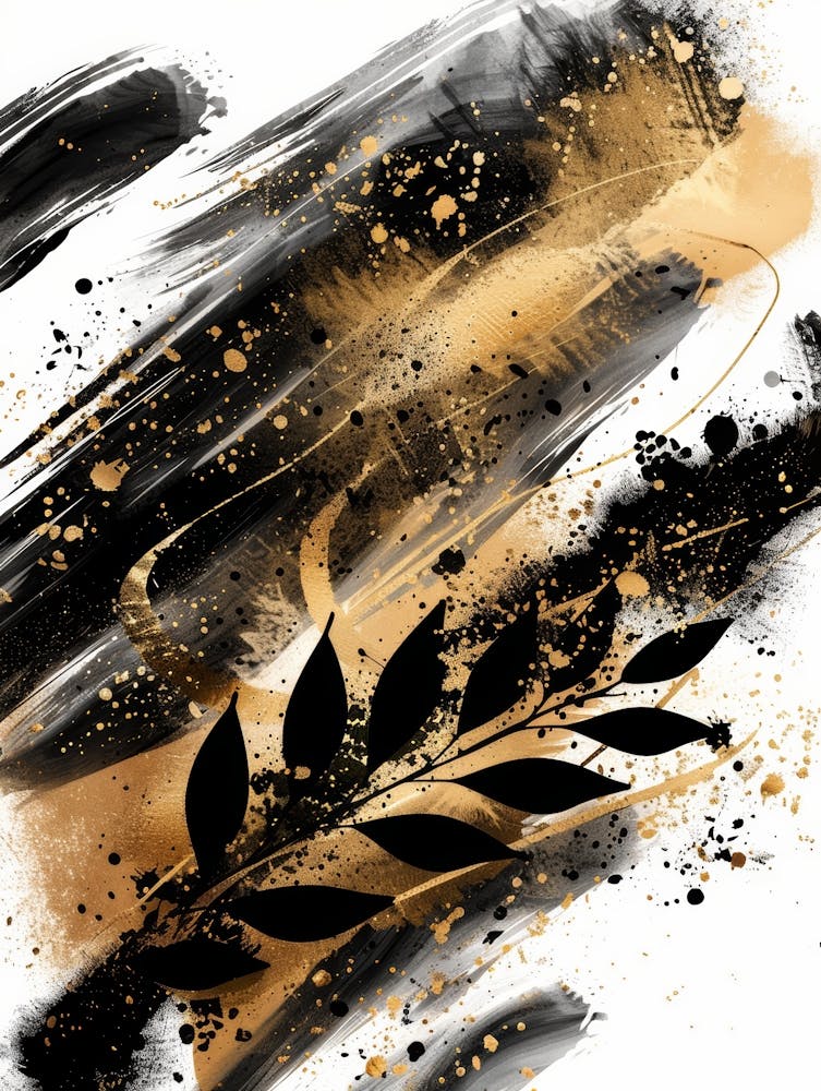 Gold And Black Abstract Painting 68