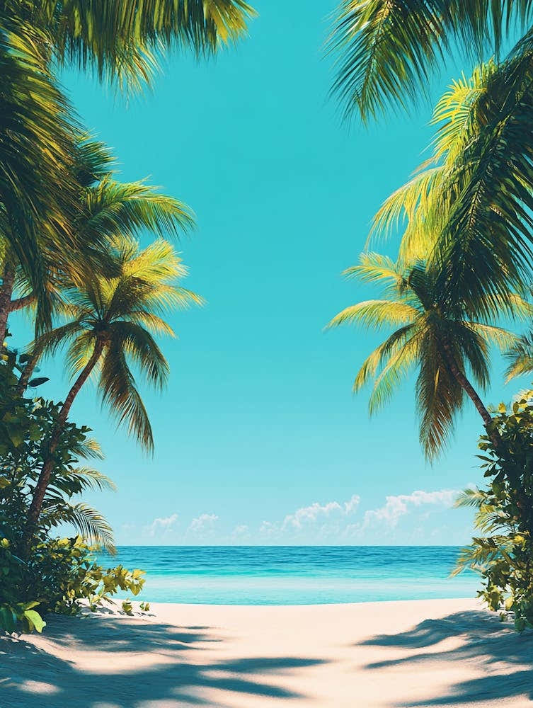 A Vibrant Summer Day At A Tropical Beach With Palm Trees (29)