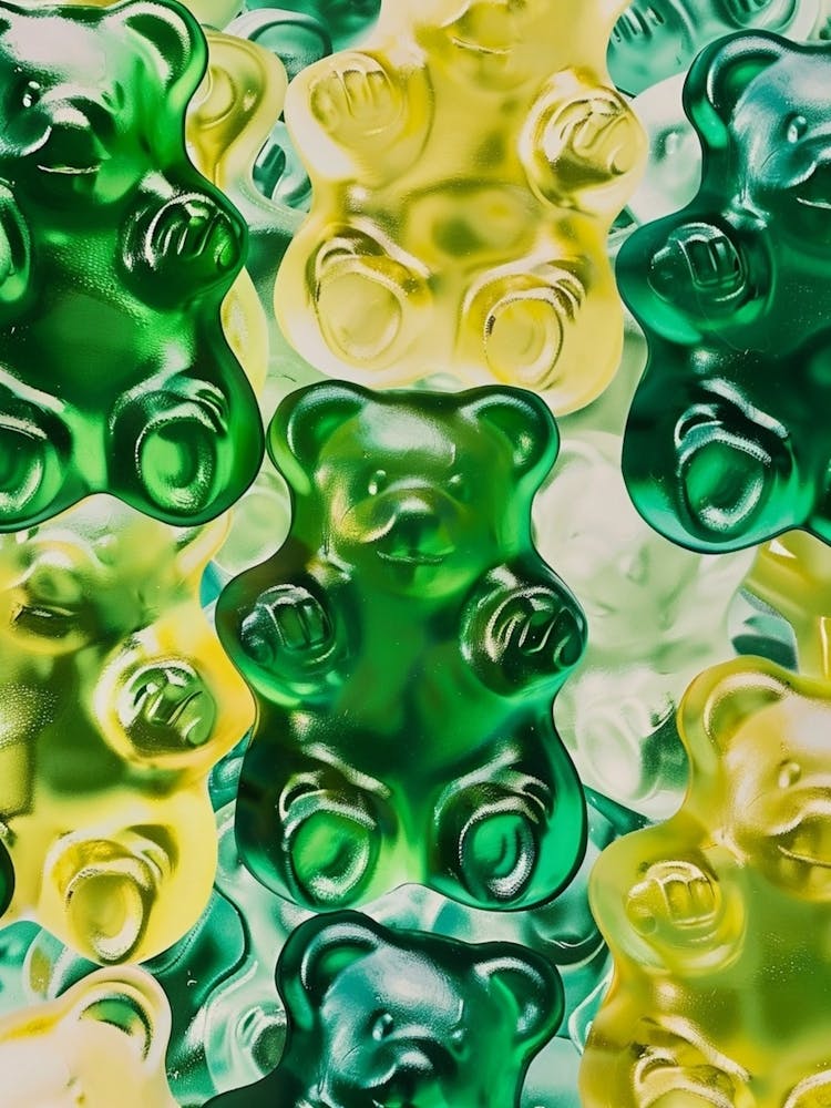 Green Gummy Bears Retro Collage 2
