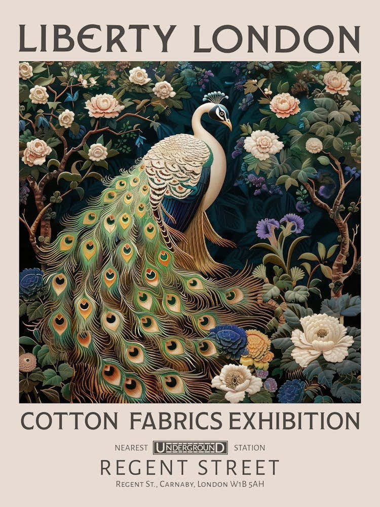 Liberty London Print William Morris Textiles White Peacock
