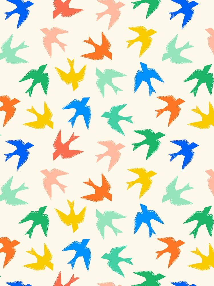 Retro Colorful Birds Paper Cut-Out