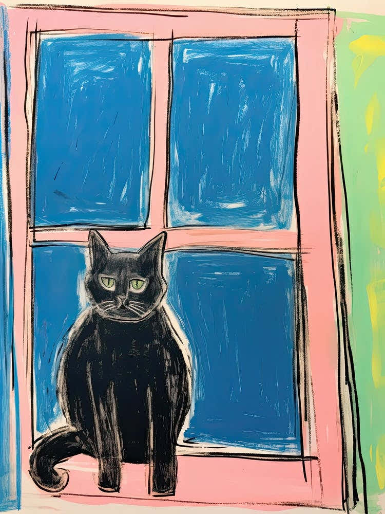 Black Cat On A Window