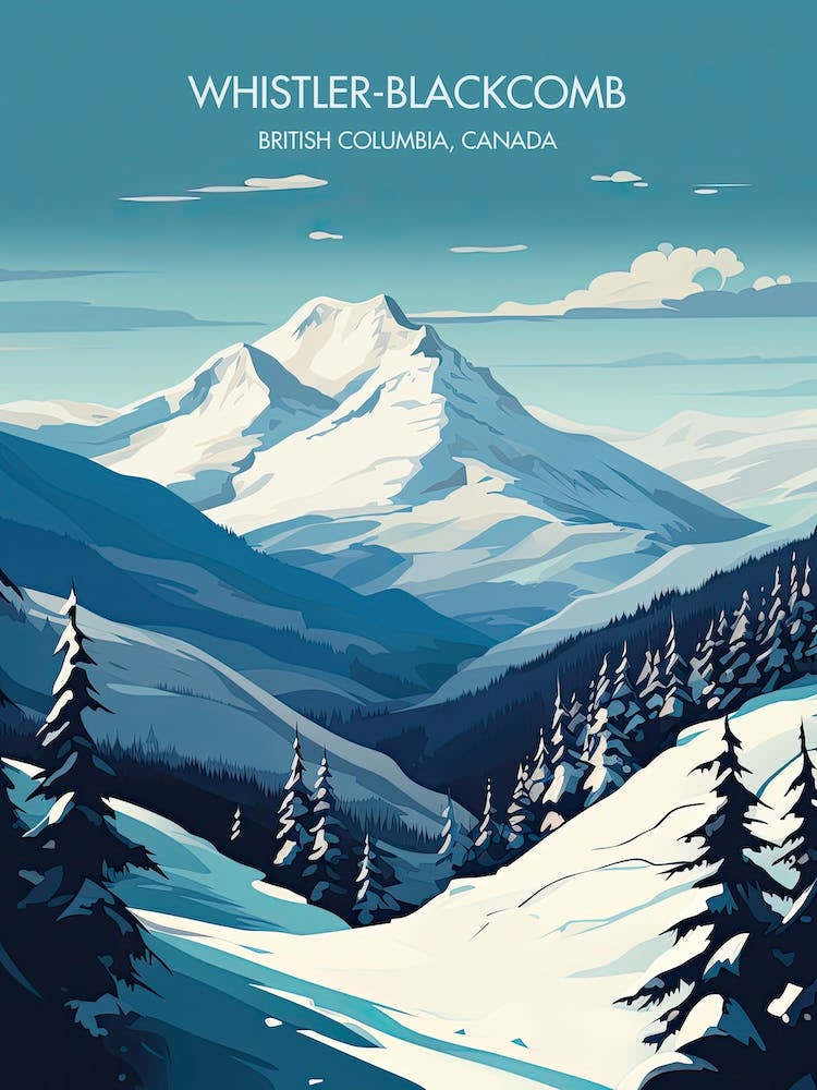 Poster Of Whistler Blackcomb   British Columbia, Canada, Ski Resort Illustration 4