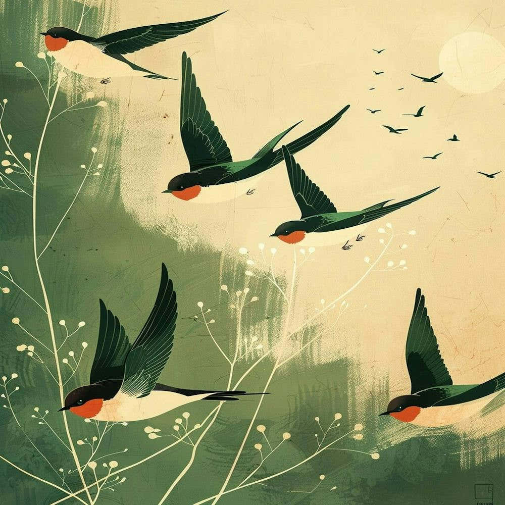 Swallows In Flight