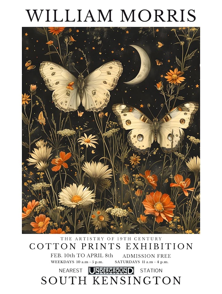 William Morris - Cotton Prints Exhibition Butterflies 1