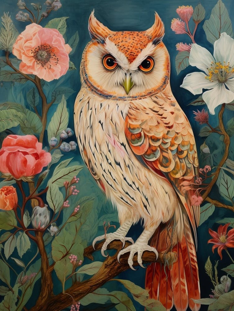 Eastern Screech Owl 3 Detailed Bird Painting