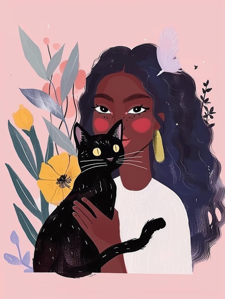 Black Girl With Cat 2