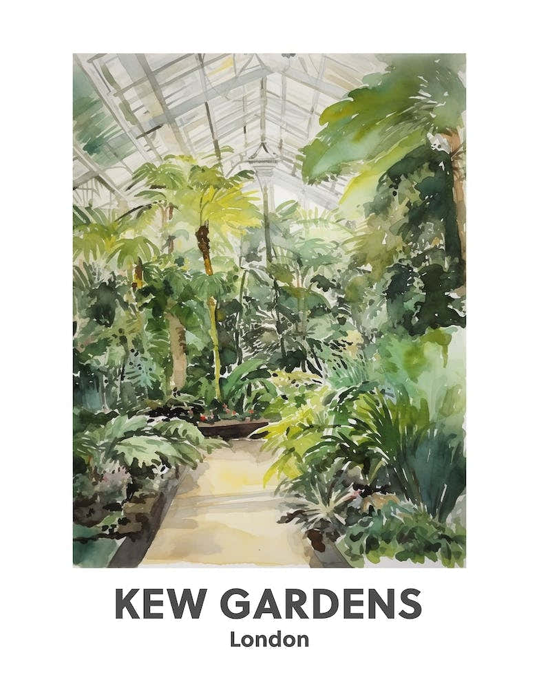 Kew Gardens, London 3 Watercolour Travel Poster