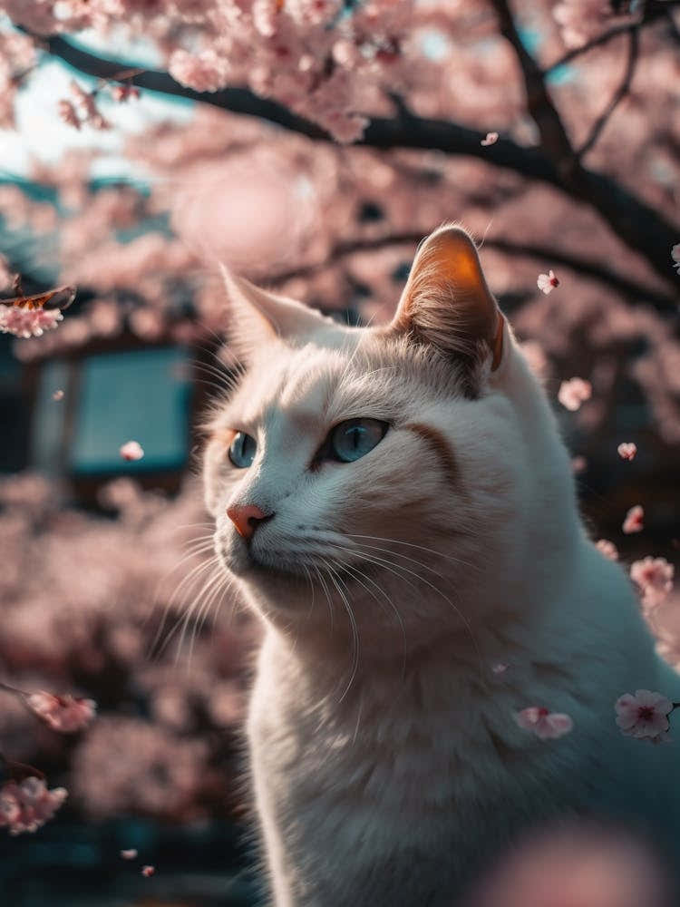 Cat In Cherry Blossoms 7