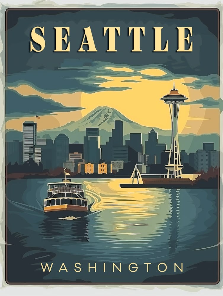 Vintage Travel Poster Of Seattle