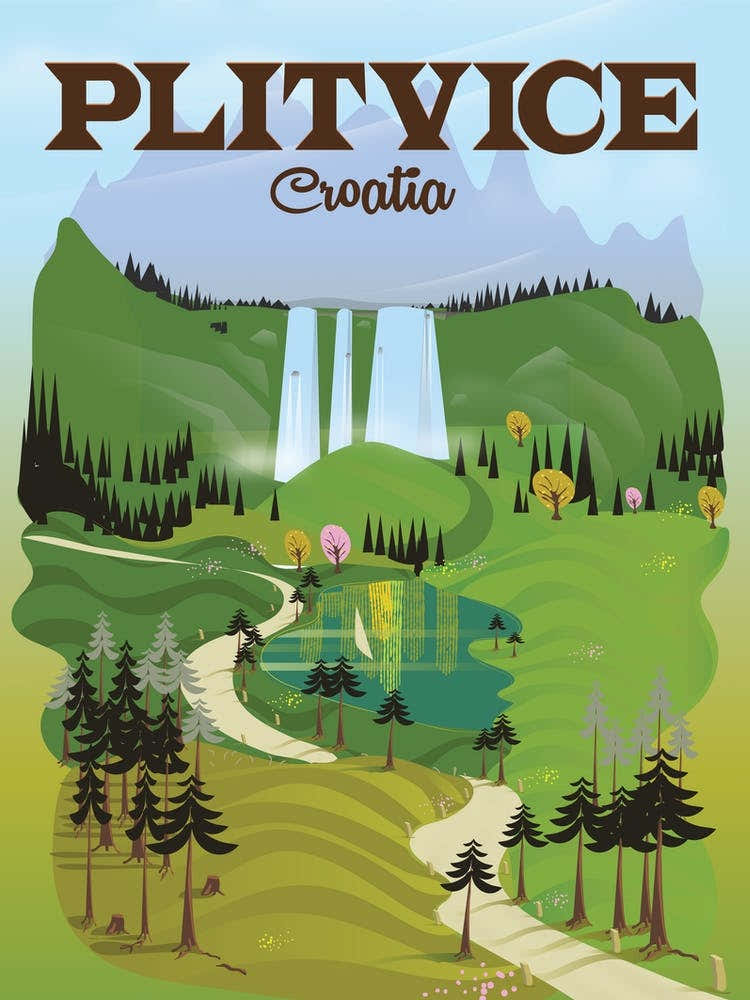 Pltivice Croatia Travel poster
