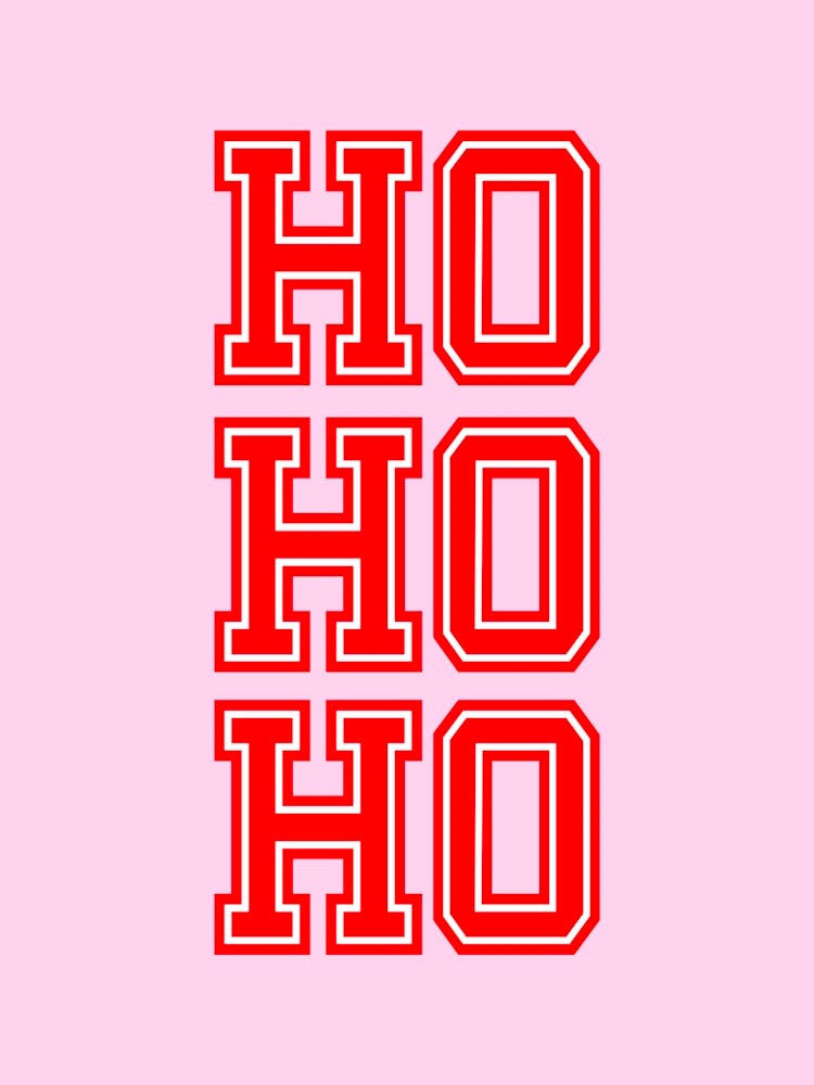 Ho Ho Ho Christmas Varsity Red and Pink