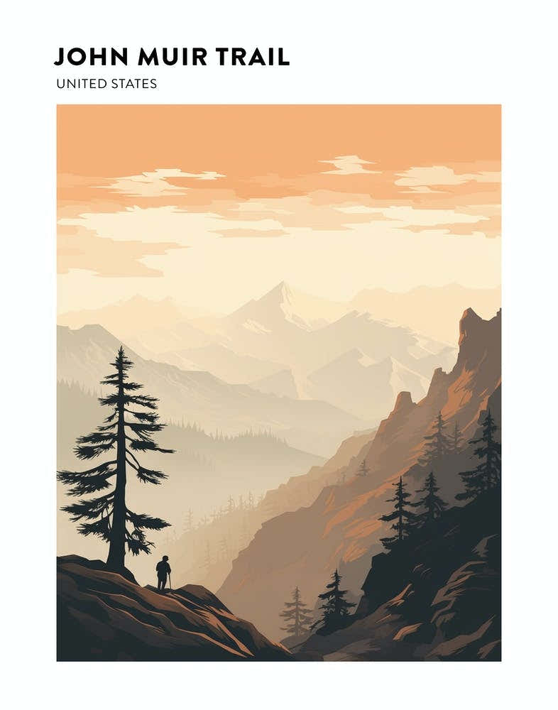 John Muir Trail Usa 2 Hiking Trail Landscape Poster