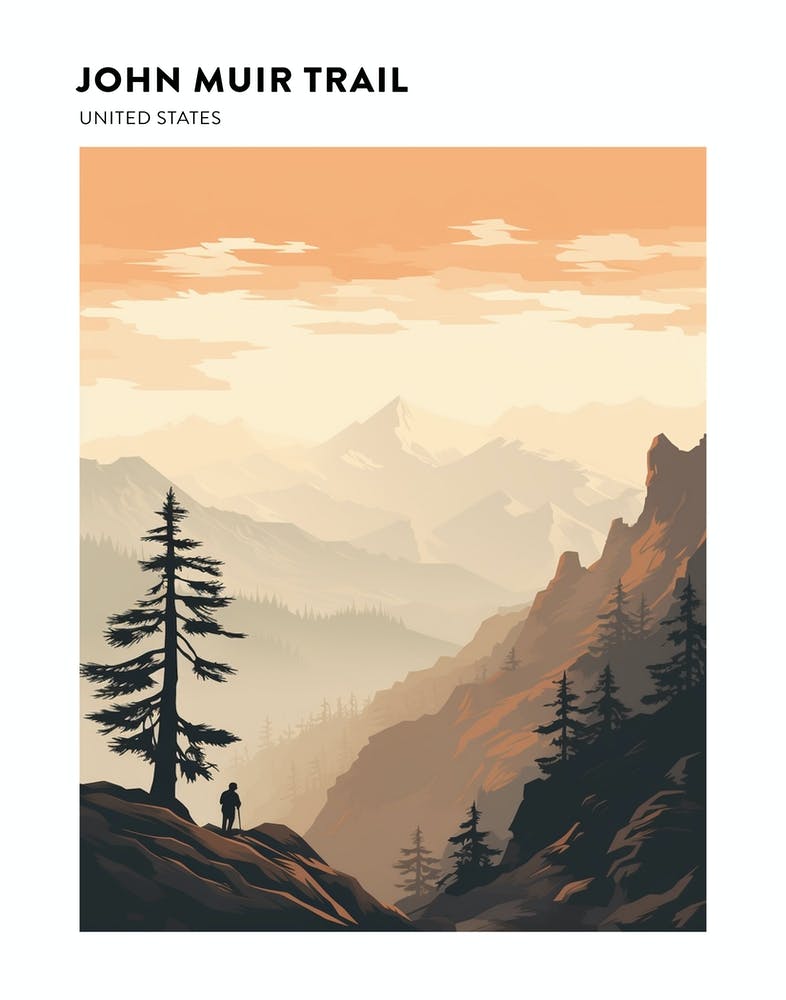 John Muir Trail Usa 2 Hiking Trail Landscape Poster