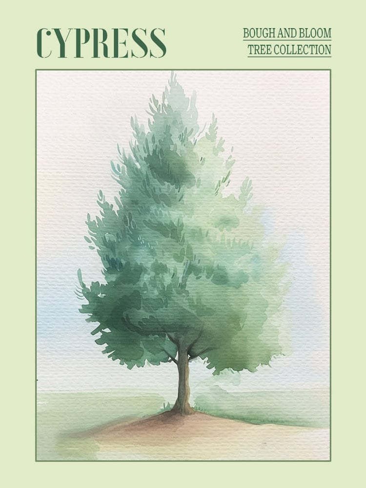 Cypress Tree Atmospheric Watercolour Painting 1 Poster