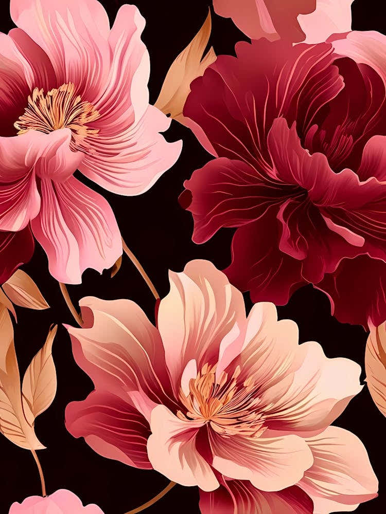 Peony Flower Seamless Pattern 1