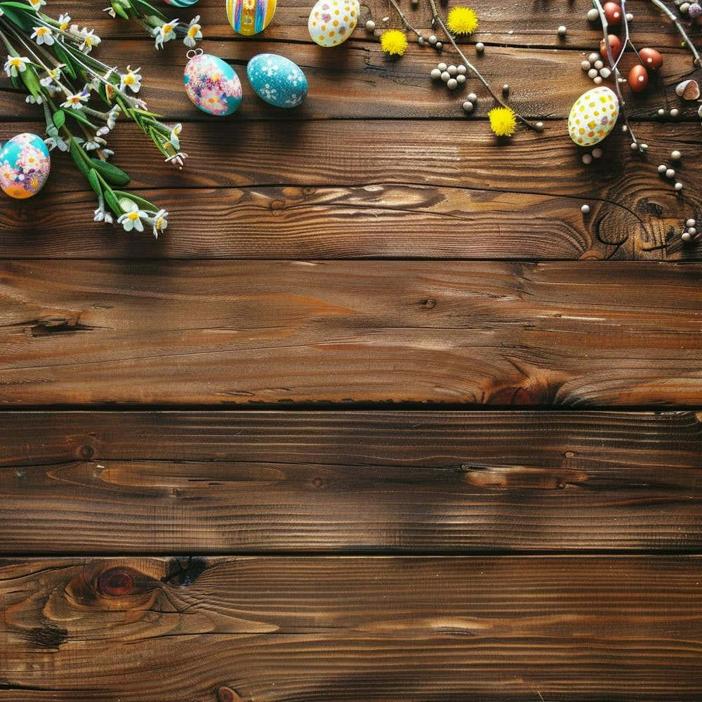 Easter Eggs On A Wooden Table