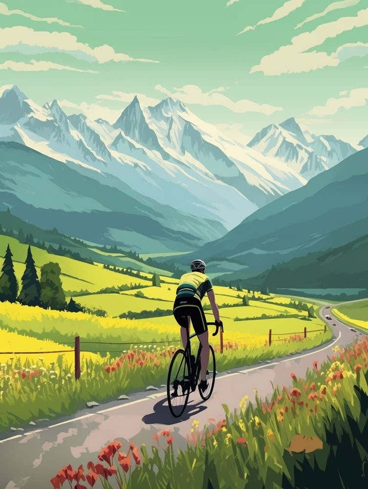 Tour De Mont Blanc France 10 Vintage Travel Illustration