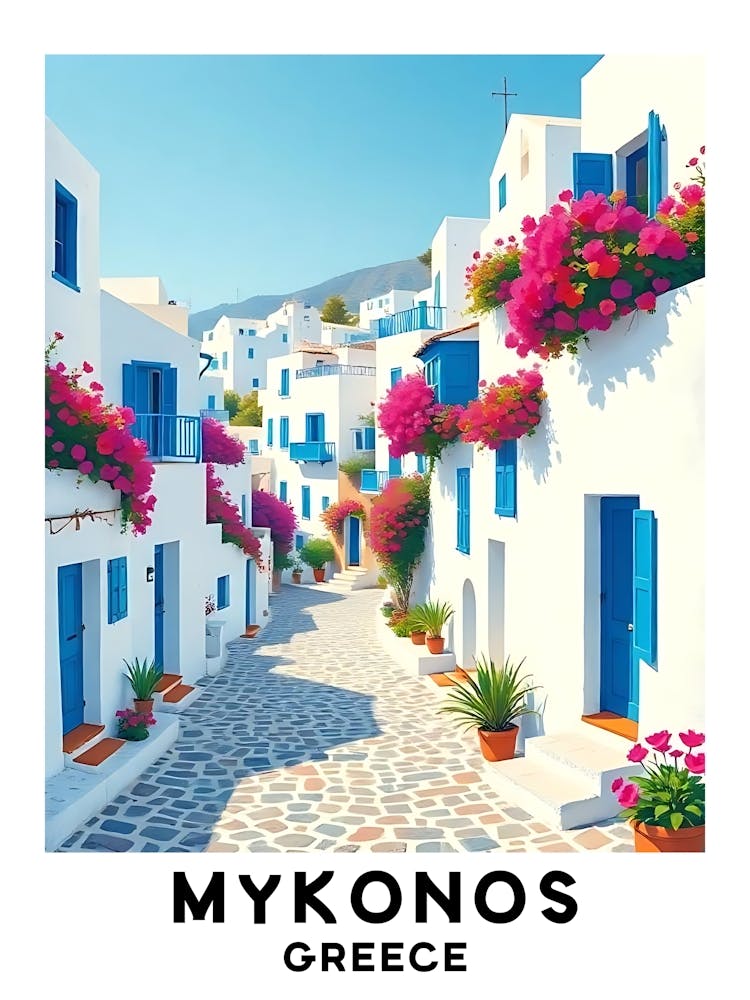 Mykonos - Greece Vintage Travel Poster 12