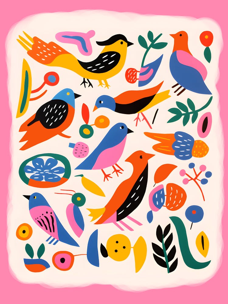 Birds On A Pink Background