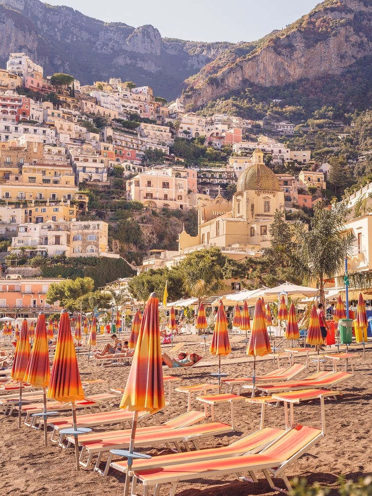 Positano View And Umbrellas