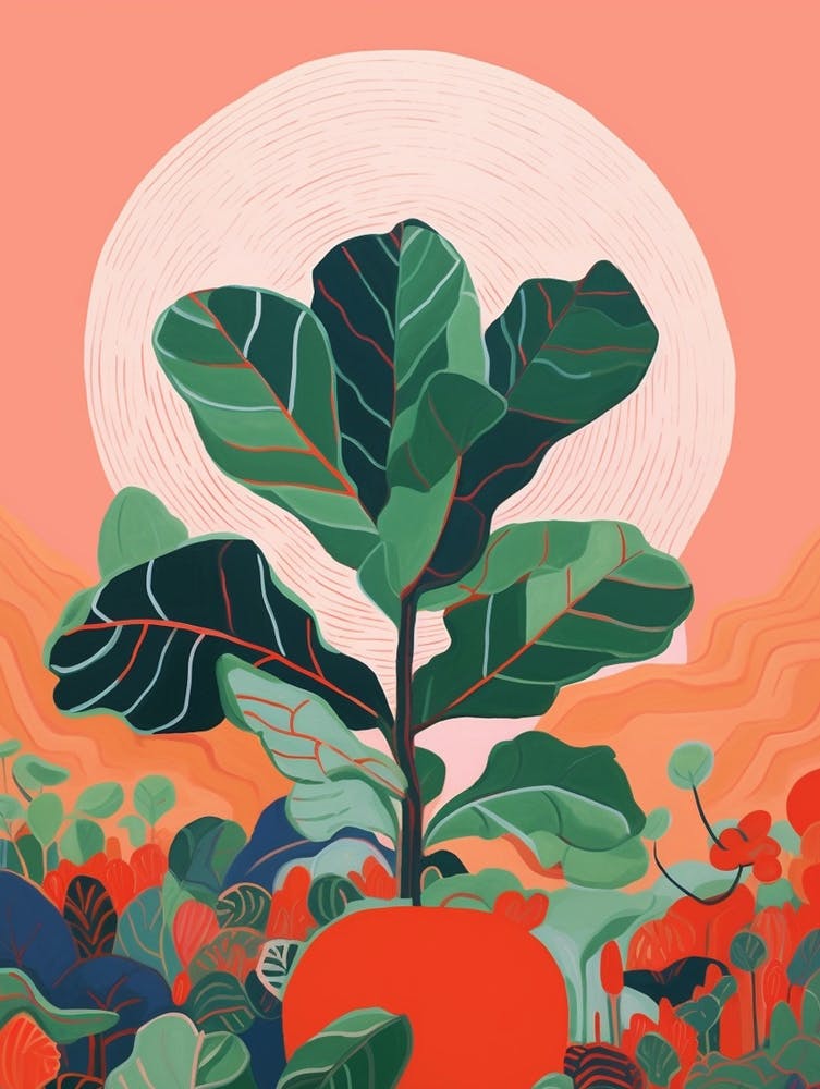 Boho Plant Painting Fiddle Leaf Fig Ficus 2