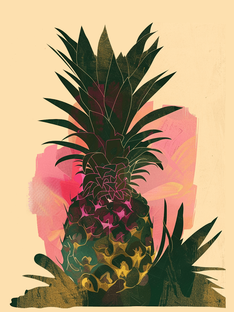 Pineapple Tree Colourful Illustration 2
