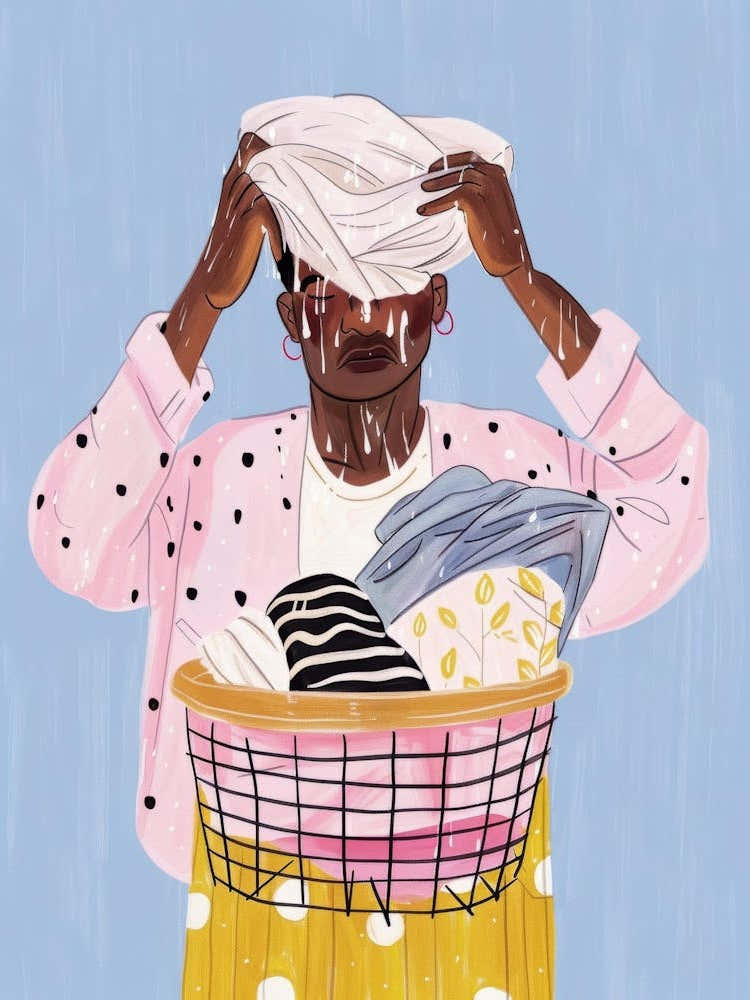 Woman Holding Laundry Basket