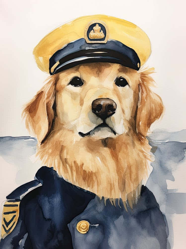 Golden Retriever In Uniform