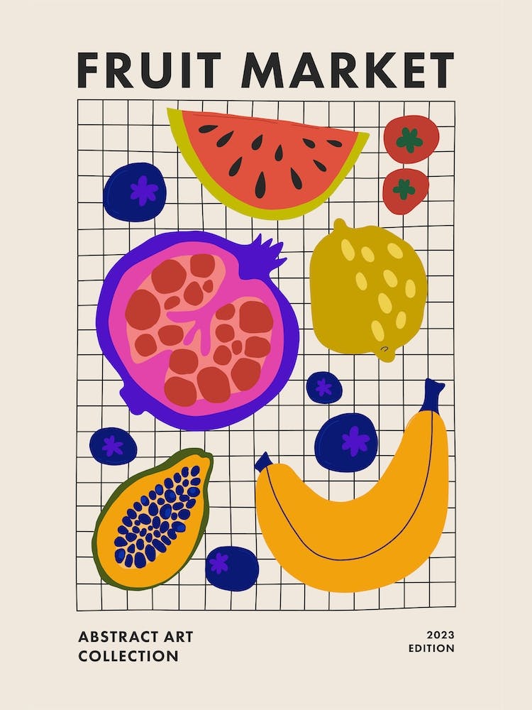 Fruit Market Colorful Abstract Kitchen Art 5