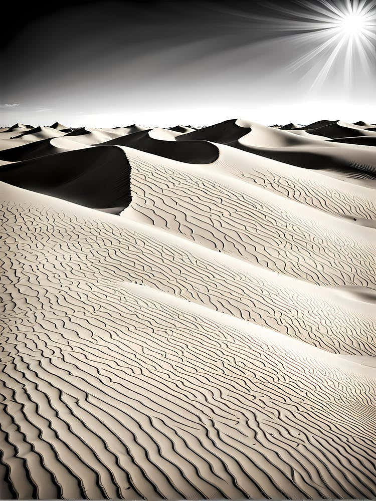 Sand Dunes Greeting Card, black and white art