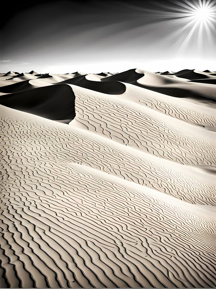 Sand Dunes Greeting Card, black and white art