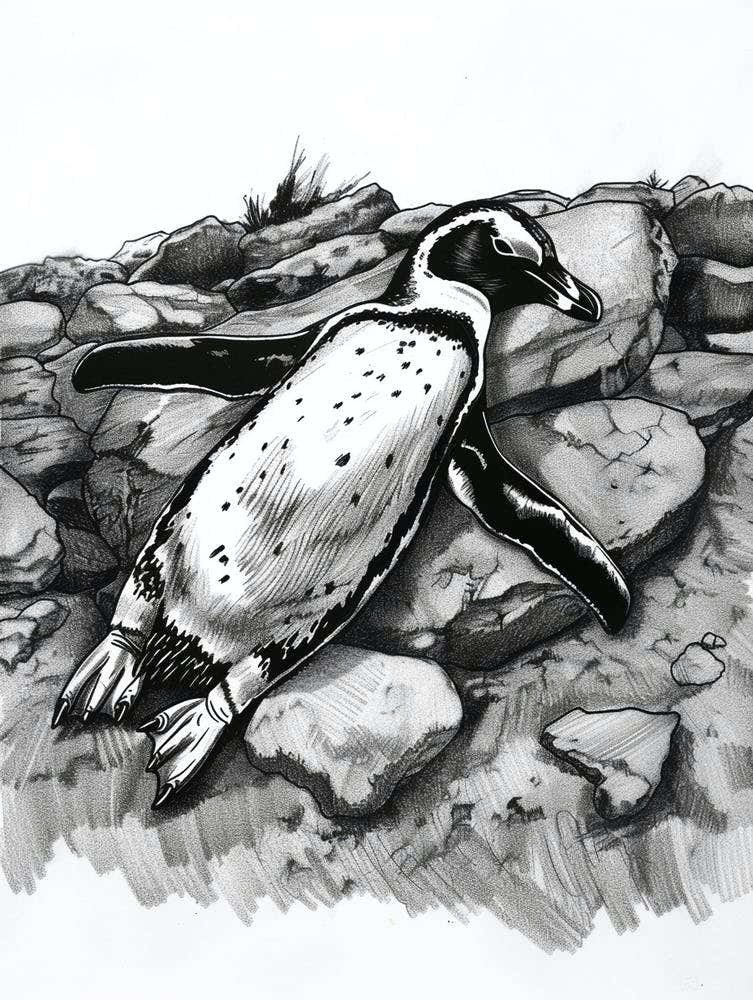 Emperor Penguin Sunbathing On Rocks 4