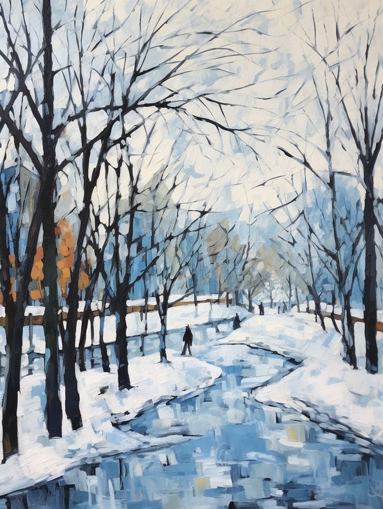 Winter City Park Painting Parc Jean Drapeau Montreal Canada 3