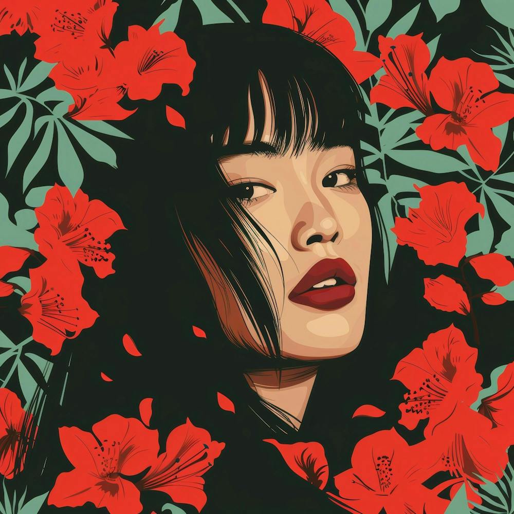 Asian Girl With Flowers 5